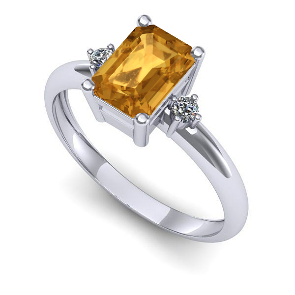 Inel de logodna din aur alb cu citrin