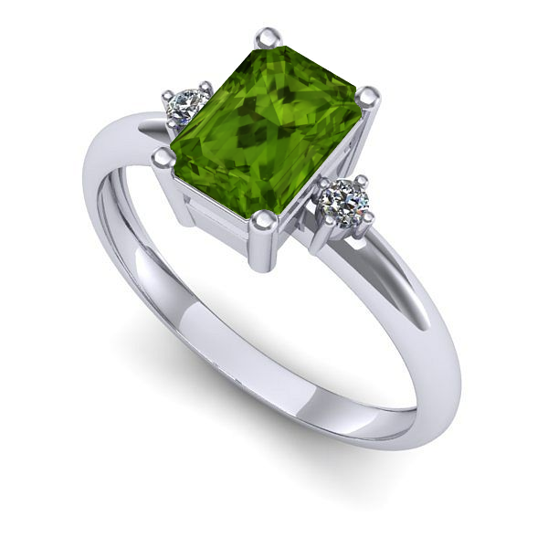 Inel de logodna din aur alb cu peridot