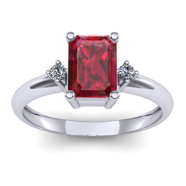 Inel logodna cu rubin dreptunghiular