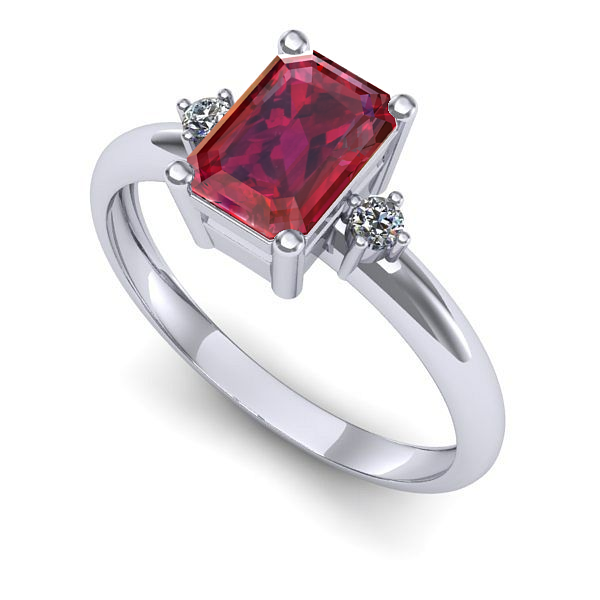 Inel din aur alb cu rubin