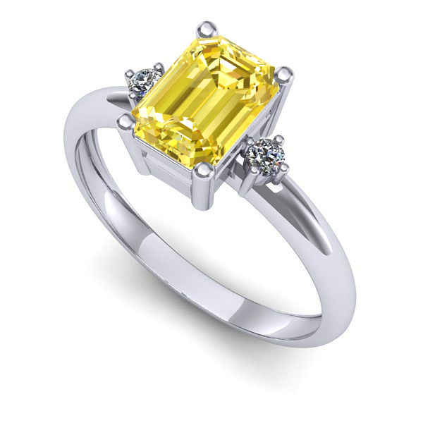 Inel logodna din aur alb cu safir galben