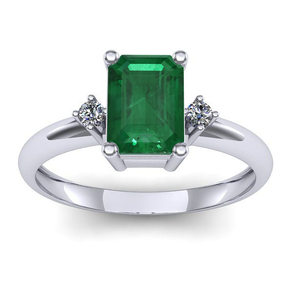 Inel logodna cu smarald dreptunghiular