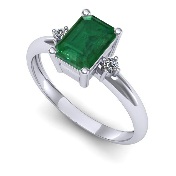 Inel din aur alb cu smarald