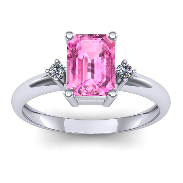 Inel logodna cu safir roz dreptunghiular