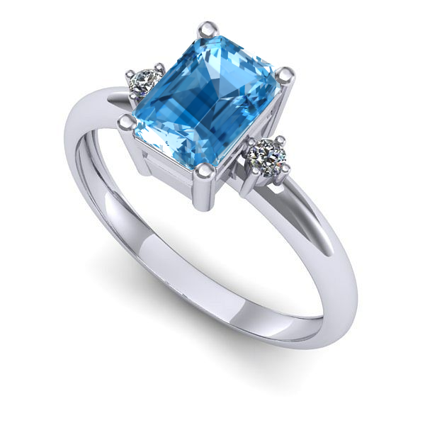 Inel de logodna din aur alb cu topaz blue