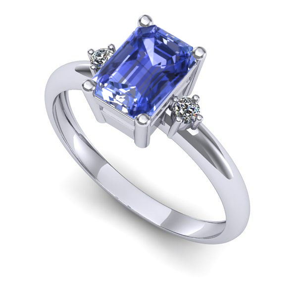 Inel logodna din aur alb cu tanzanit