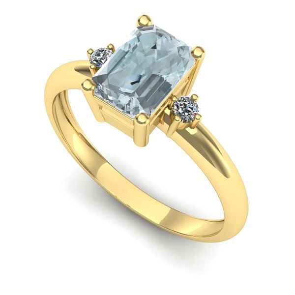 Inel logodna din aur galben cu aquamarin