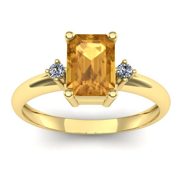 Inel cu citrin dreptunghiular