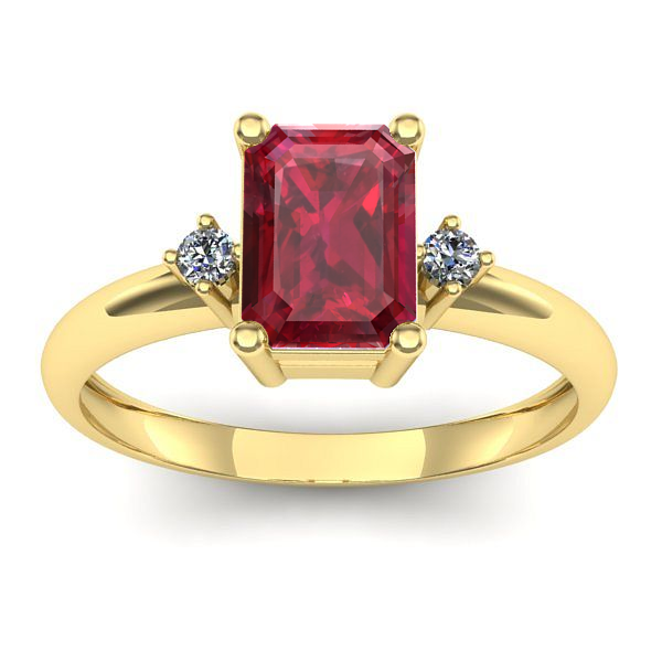 Inel de logodna cu rubin dreptunghiular