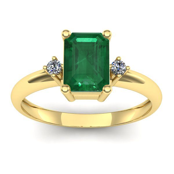 Inel cu smarald dreptunghiular