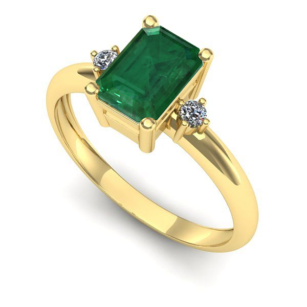 Inel logodna din aur galben cu smarald