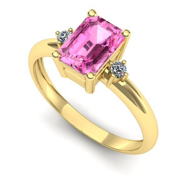 Inel de logodna din aur galben cu safir roz