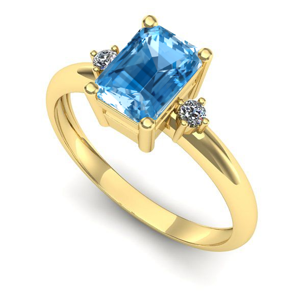 Inel din aur galben cu topaz blue