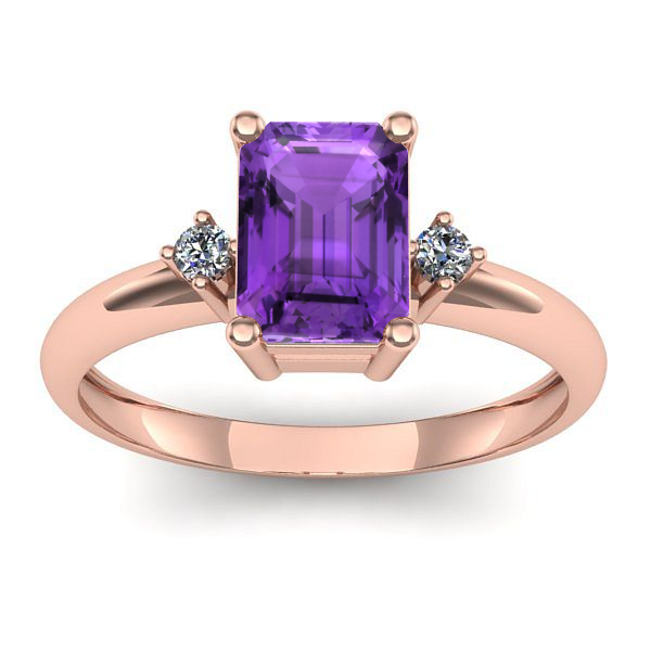 Inel de logodna cu ametist dreptunghiular