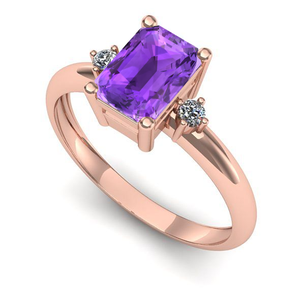 Inel logodna din aur roz cu ametist