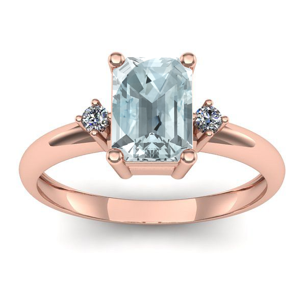 Inel de logodna cu aquamarin dreptunghiular