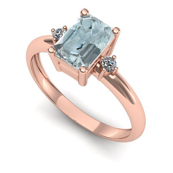 Inel din aur roz cu aquamarin