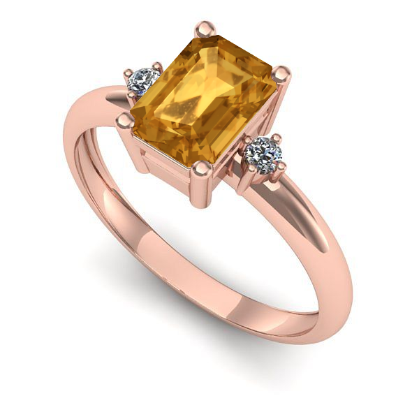 Inel logodna din aur roz cu citrin