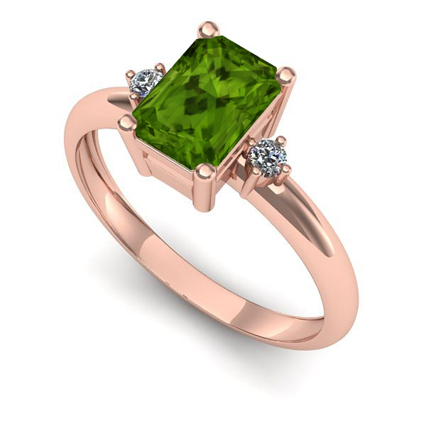 Inel logodna din aur roz cu peridot