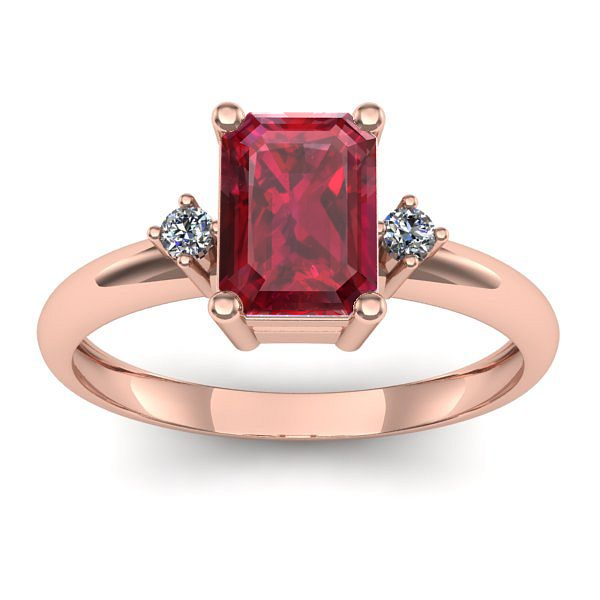 Inel logodna cu rubin dreptunghiular