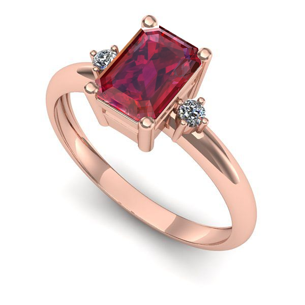 Inel din aur roz cu rubin