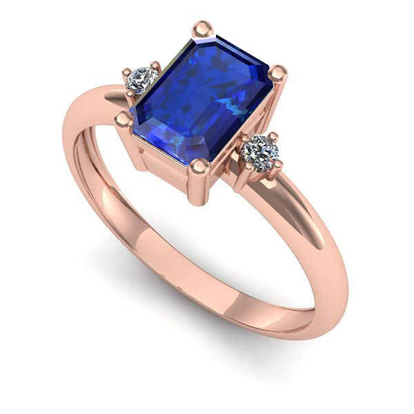 Inel logodna din aur roz cu safir