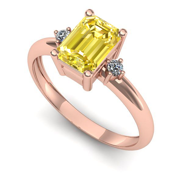 Inel logodna din aur roz cu safir galben