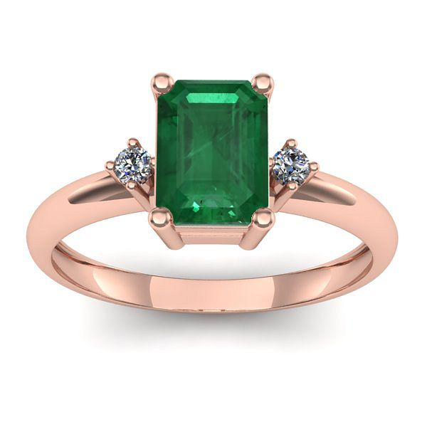 Inel logodna cu smarald dreptunghiular