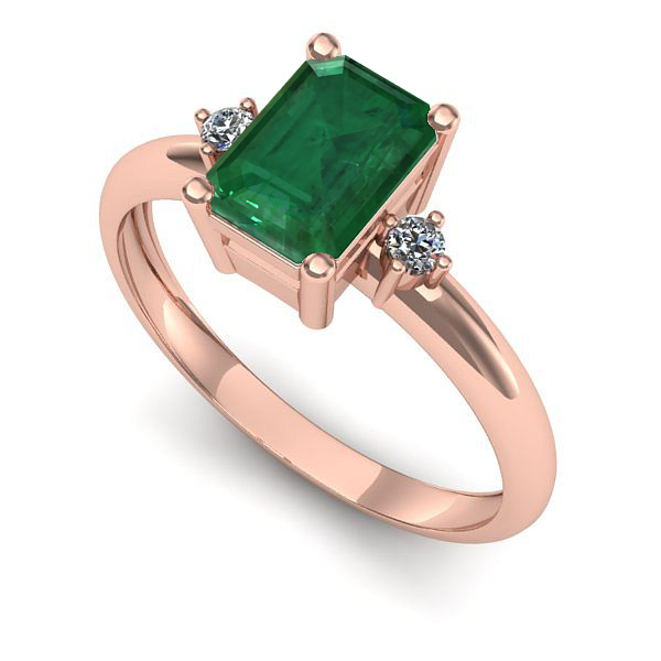 Inel din aur roz cu smarald