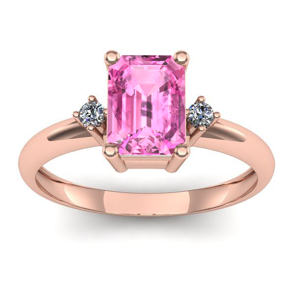 Inel cu safir roz dreptunghiular