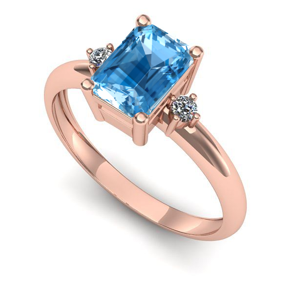Inel de logodna din aur roz cu topaz blue