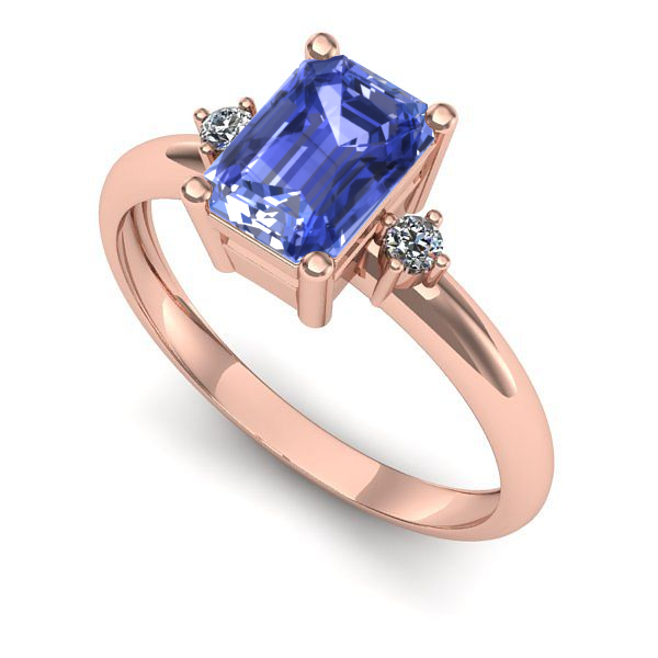 Inel de logodna din aur roz cu tanzanit