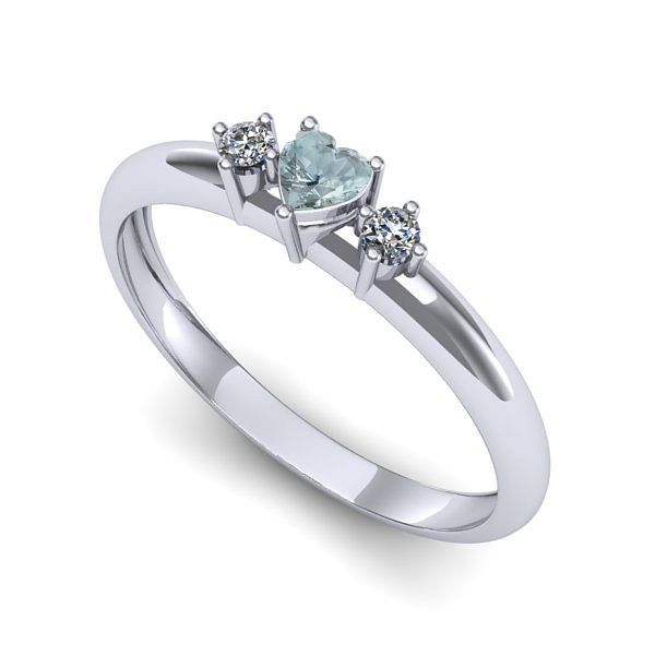 Inel logodna din aur alb cu aquamarin