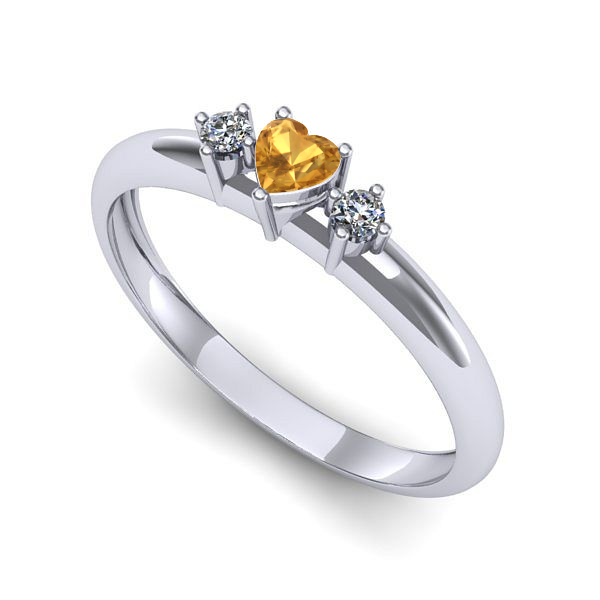 Inel de logodna din aur alb cu citrin