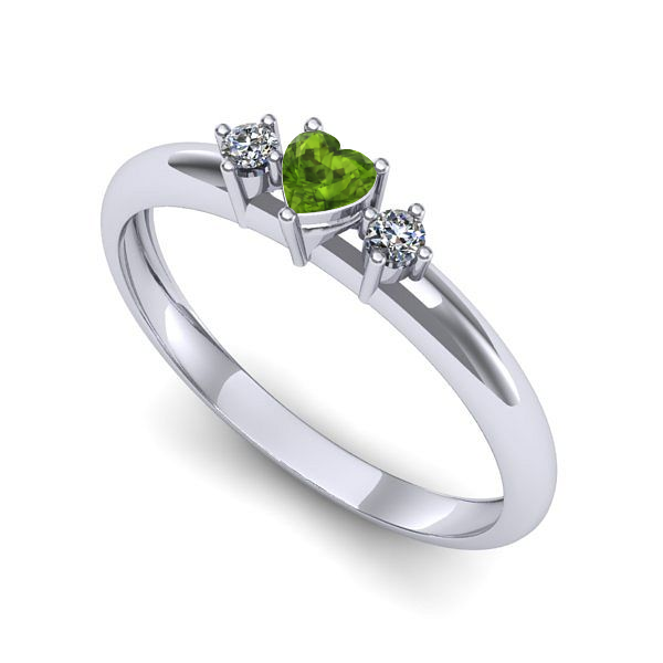 Inel din aur alb cu peridot