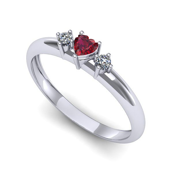 Inel de logodna din aur alb cu rubin