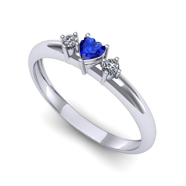 Inel de logodna din aur alb cu safir