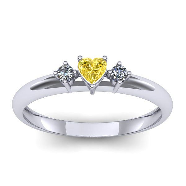 Inel logodna cu safir galben inima