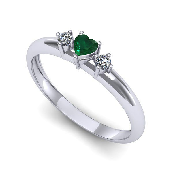 Inel logodna din aur alb cu smarald