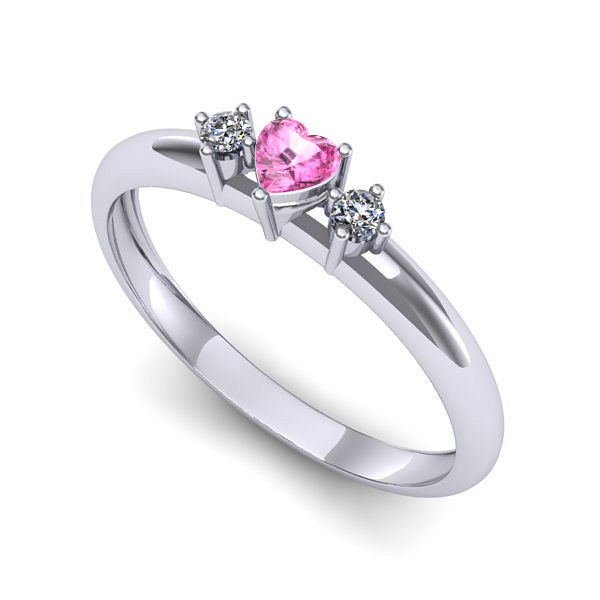 Inel din aur alb cu safir roz