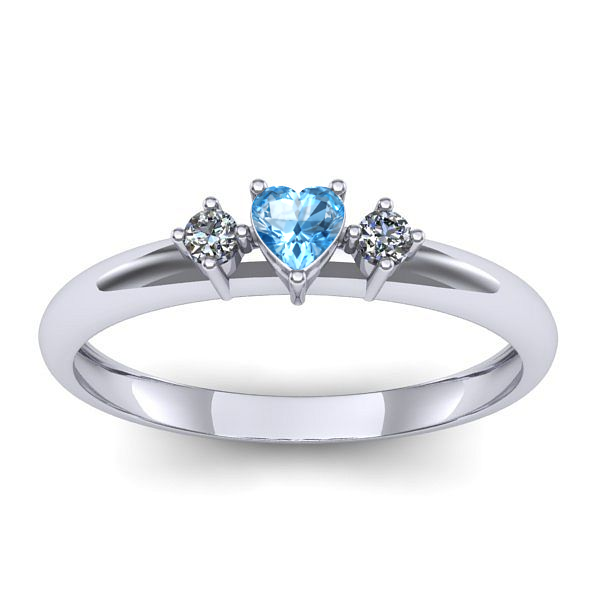Inel cu topaz blue inima