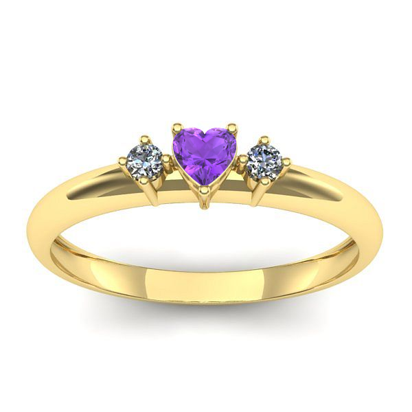 Inel cu ametist inima