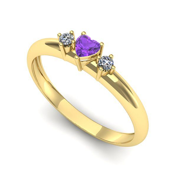 Inel logodna din aur galben cu ametist