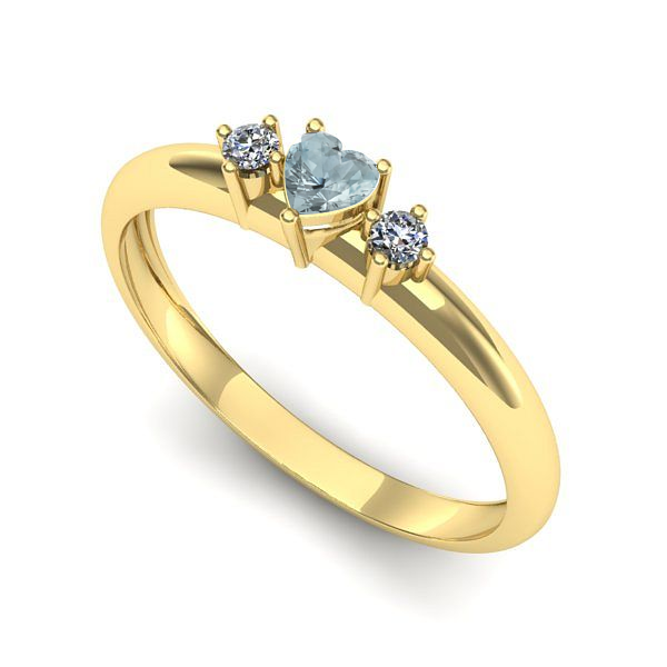 Inel de logodna din aur galben cu aquamarin