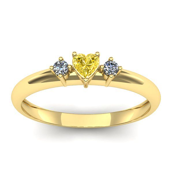 Inel logodna cu safir galben inima