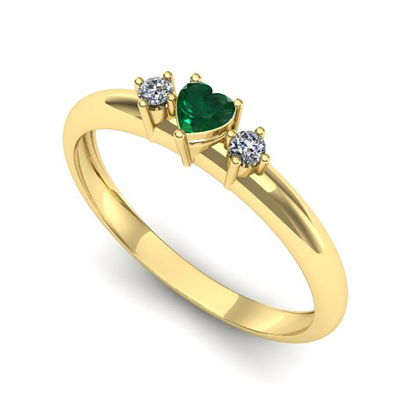 Inel de logodna din aur galben cu smarald