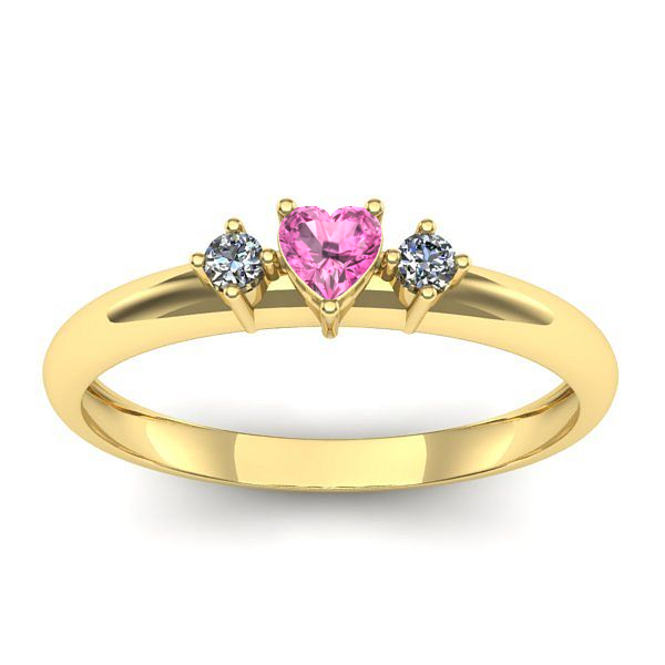 Inel logodna cu safir roz inima