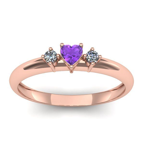 Inel logodna cu ametist inima