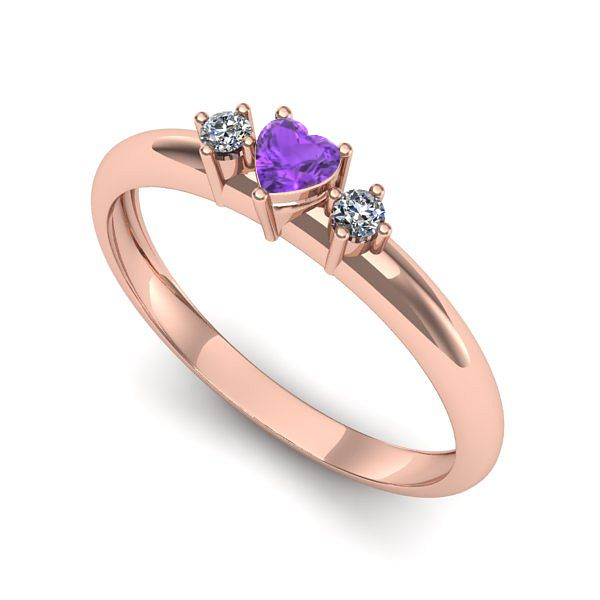 Inel logodna din aur roz cu ametist