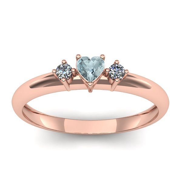 Inel de logodna cu aquamarin inima